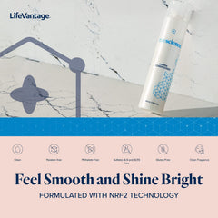 LifeVantage TrueScience glossy hair closeup shows healthier-looking shine.