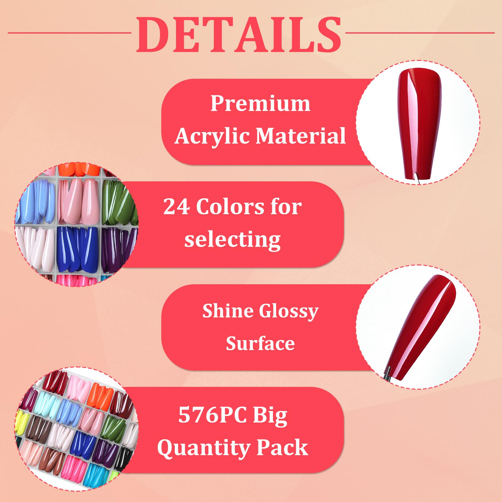 Lifextol coffin nails in 12 sizes for a comfortable, snug fit.