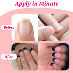 Lifextol nails on a hand for size comparison demonstrating natural fit and visual elongation benefit