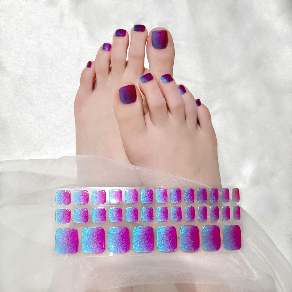 LIFOOST semi-cured gel nail strips pack for at-home pedicure with salon-style shine
