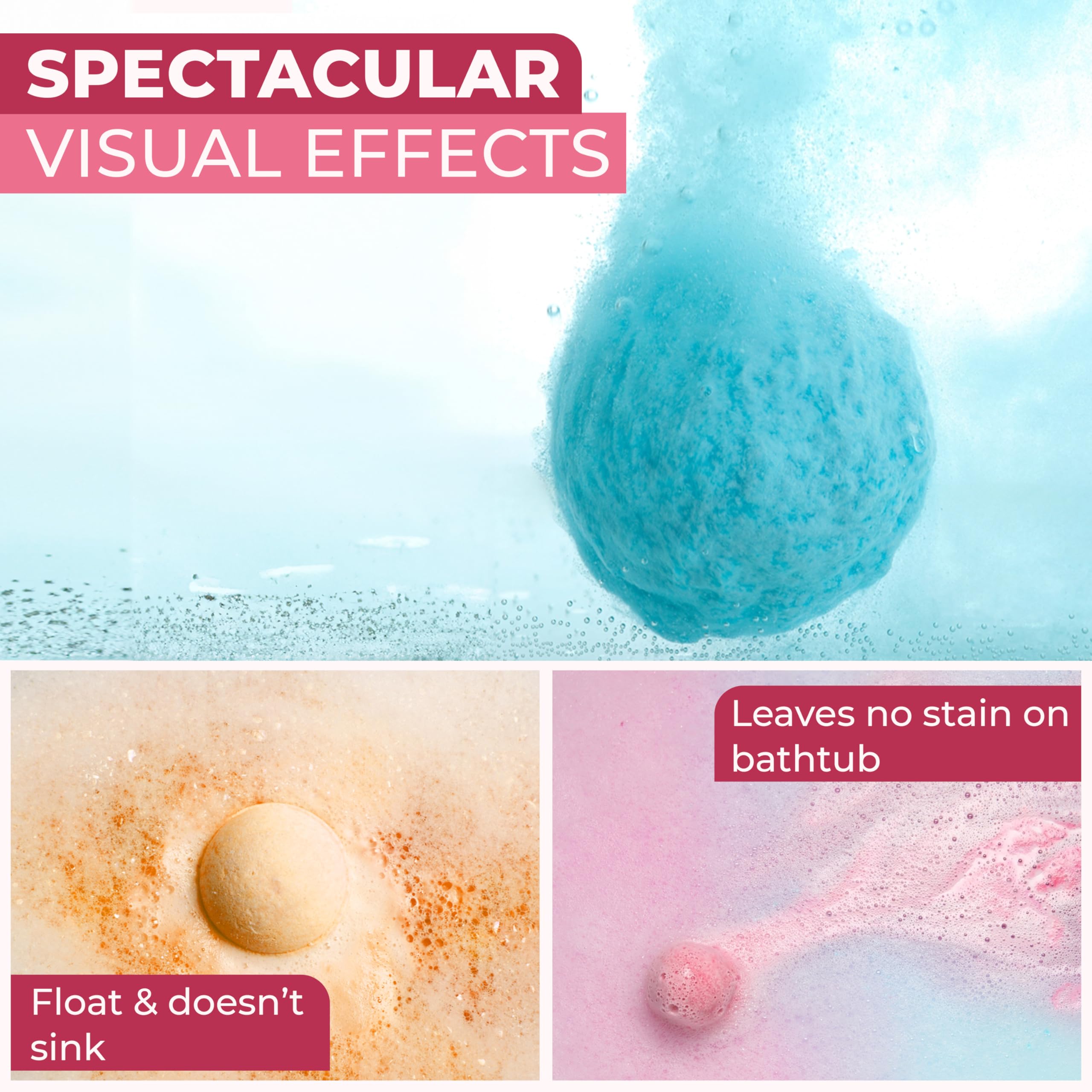 LIKEVOW bath bombs featuring essential oils for aromatherapy-inspired calm.