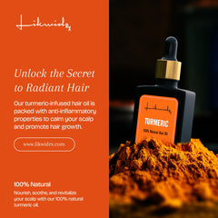 Likwid Rx Turmeric Hair Oil drops on scalp for balance