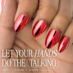 Lilac St Cherry Plated nails in short almond chrome finish for a bold look