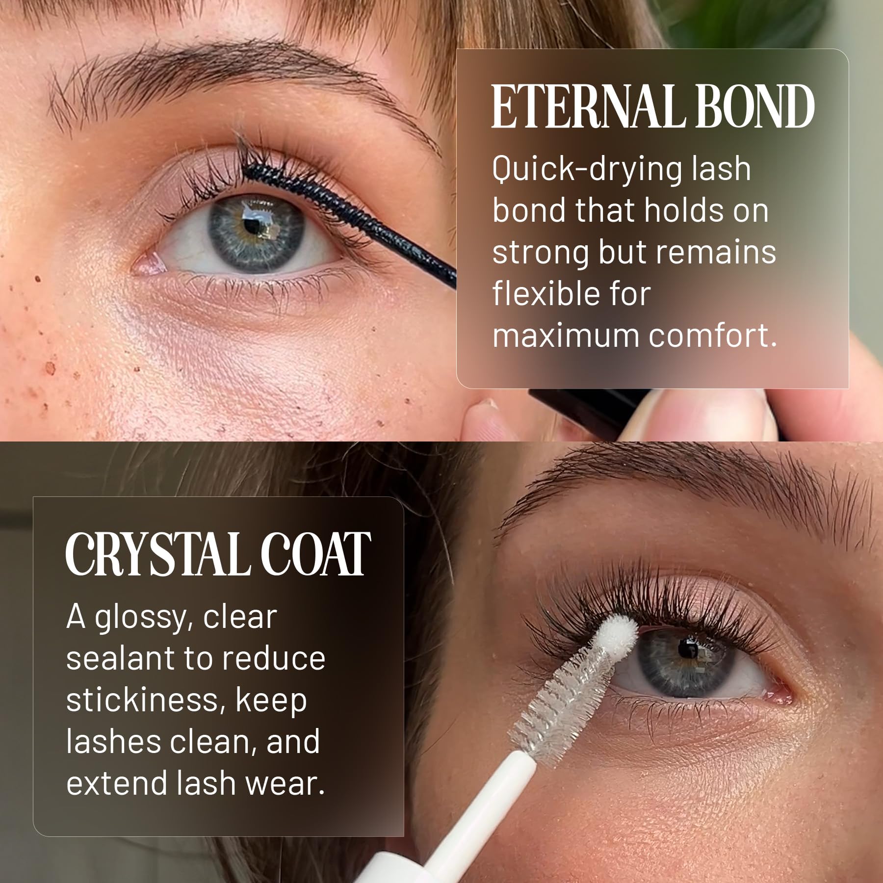 Lilac St Crystal Coat sealant provides a protective finish for lashes.