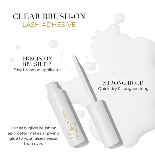 Close-up of Lilly Lashes brush-on applicator showing precision application.