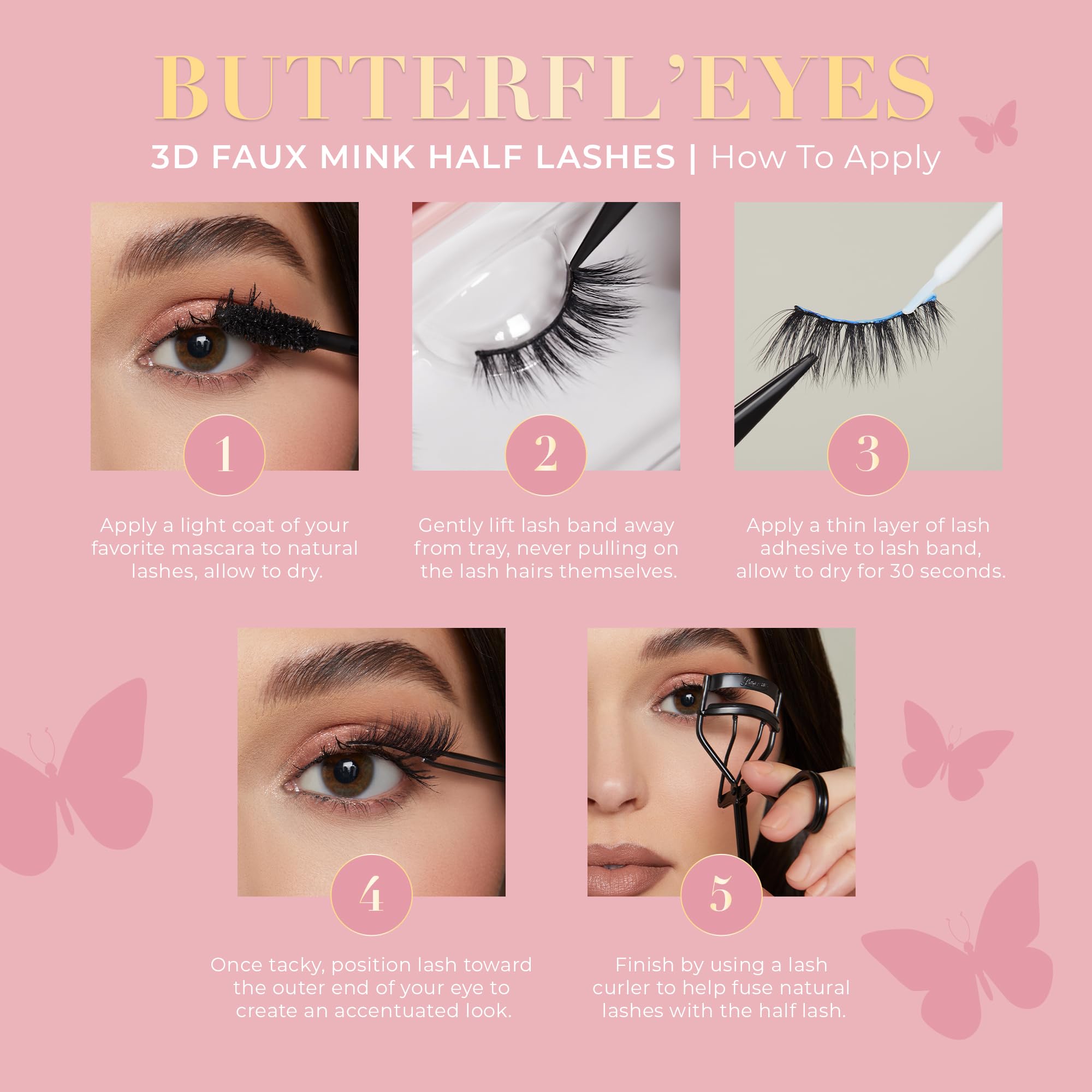 Lilly Lashes Butterfl-eyes soft wispy faux mink texture blends with natural lashes.