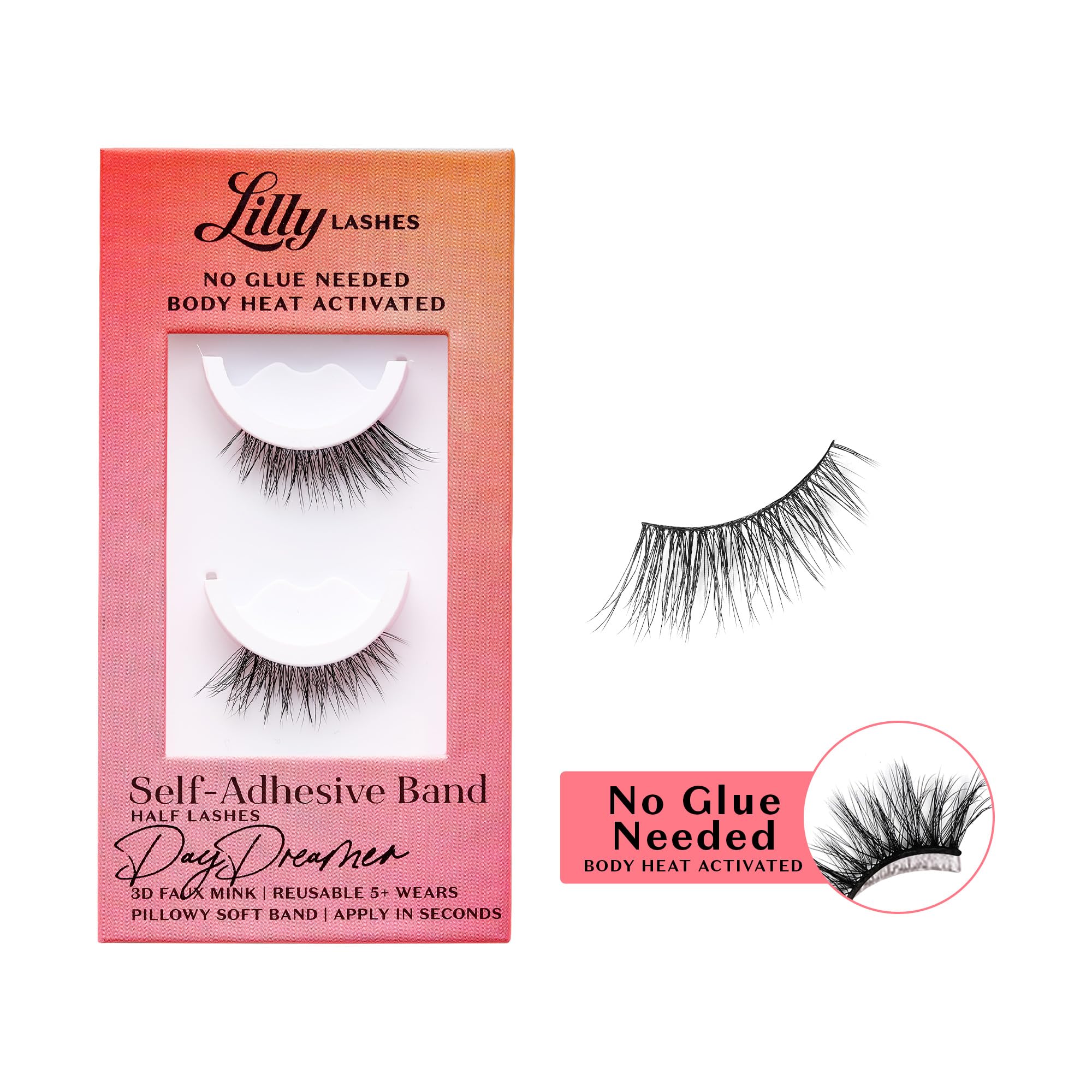 Lilly Lashes DayDreamer self-adhesive half lashes for glue-free, easy daily wear.