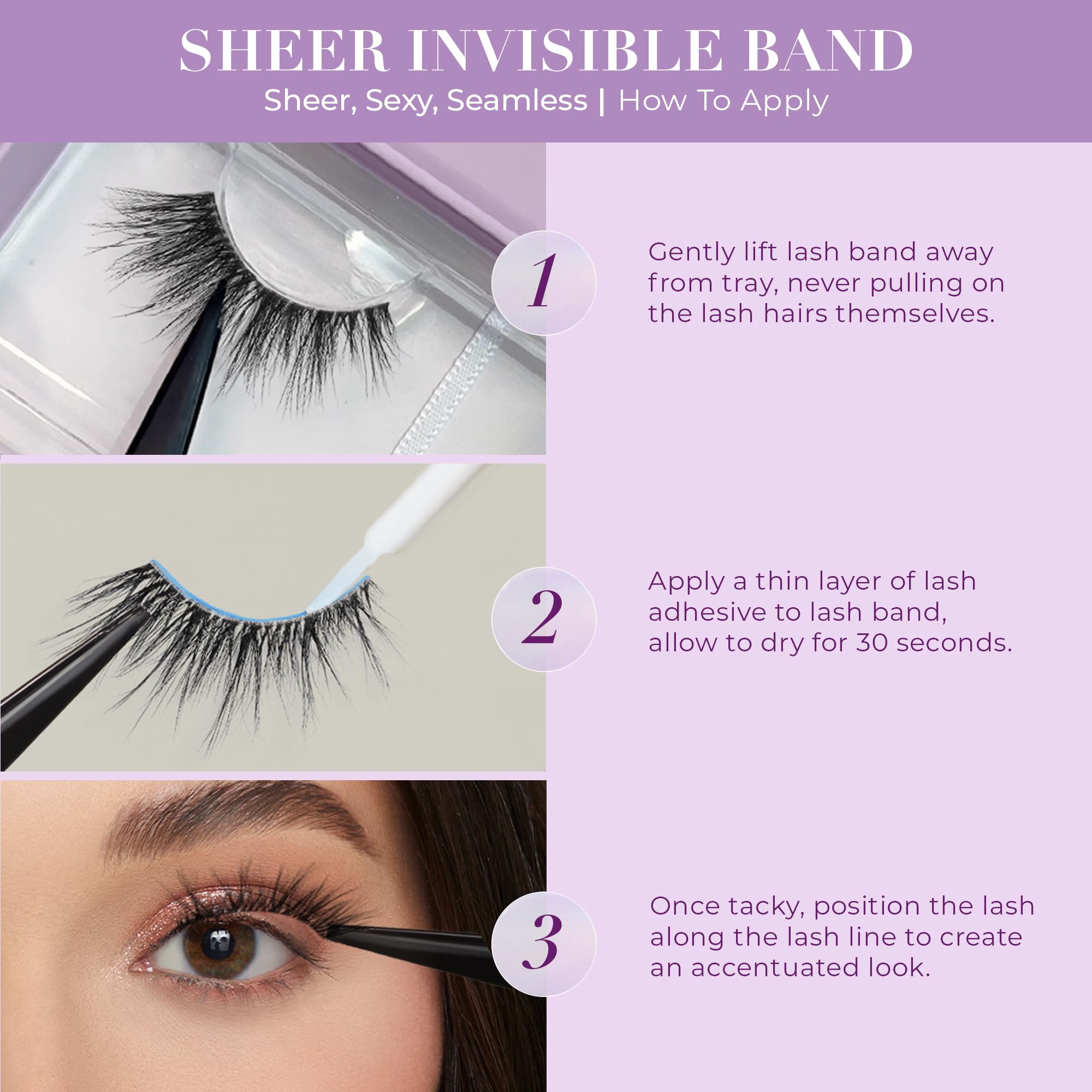 Lilly Lashes Glasses-friendly lash band for comfy all-day wear.
