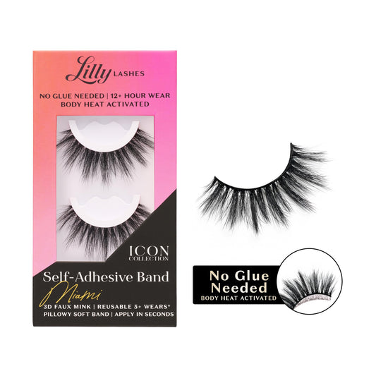 Lilly Lashes self-adhesive band lashes on strip for quick, glue-free application
