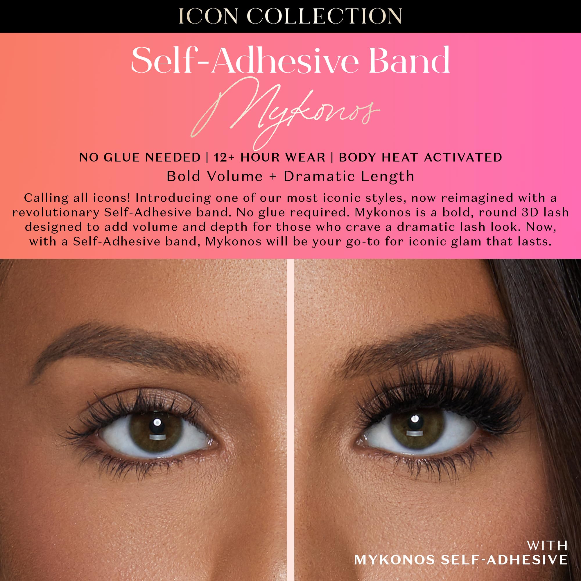 Lilly Lashes Self Adhesive Band Mykonos application shows fast positioning without glue
