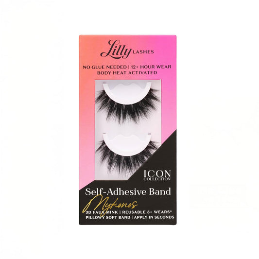 Lilly Lashes Self Adhesive Band Mykonos closeup demonstrates effortless body heat activation for quick wear