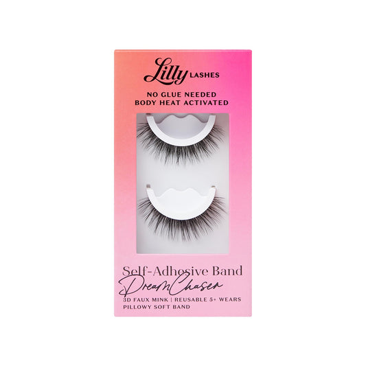 Lilly Lashes DreamChaser self-adhesive half lashes activated by body heat for glue-free wear