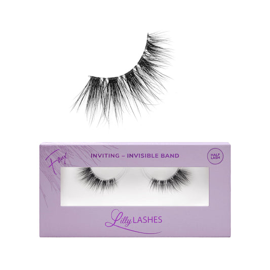 Lilly Lashes Sheer Mink with clear band for a seamless look.