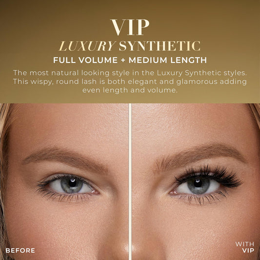 Lilly Lashes wispy volume in a round shape enhances natural eyes.