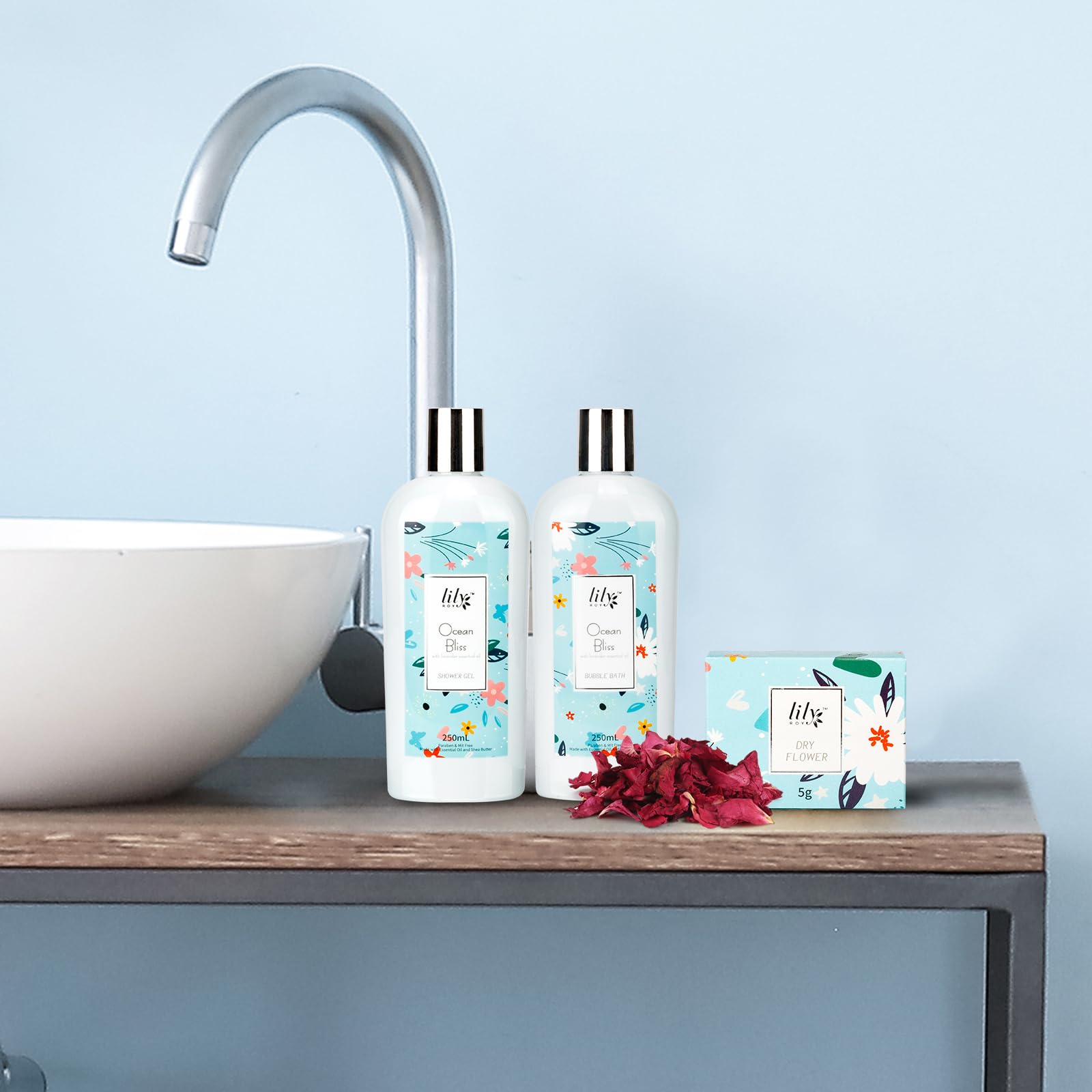 LILY ROY body scrub with shea butter for smooth skin.