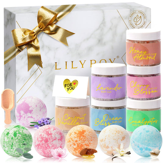LILY ROY luxury bath gift set in an elegant box for gifts and home spa routines