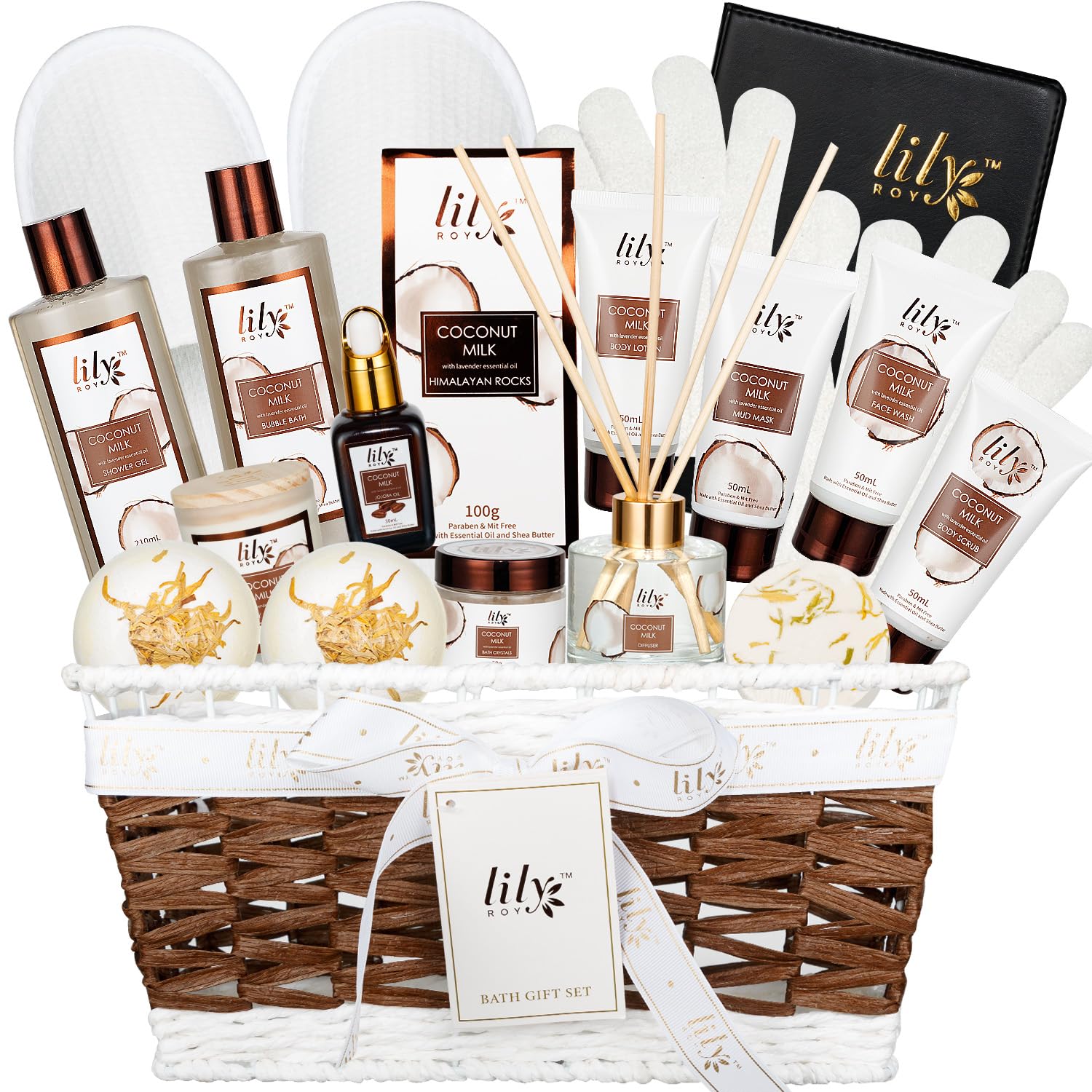 LILY ROY valentines bath gift basket 18pc ready for pampering moments