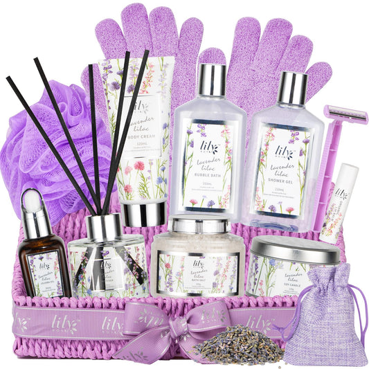 LILY ROY valentine bath gift basket with luxury spa essentials