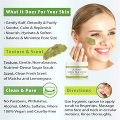 LILY SADO Matcha Made in Heaven packaging close-up notes paraben-free and phthalate-free safeguards.
