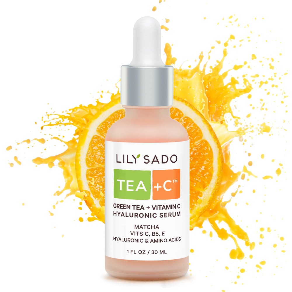 LILY SADO Tea+C serum bottle front highlighting antioxidant formula