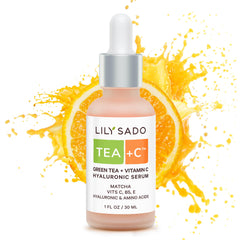 LILY SADO Tea+C serum bottle front highlighting antioxidant formula