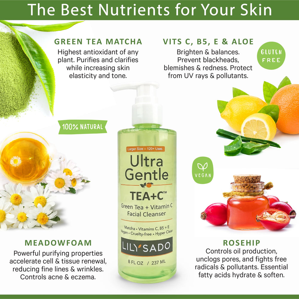 LILY SADO Tea+C cleanser foaming pump shows easy dispersion and refreshing wash