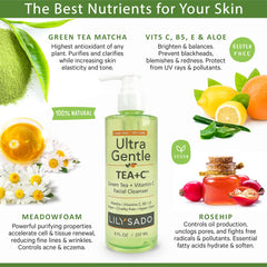 LILY SADO Tea+C cleanser foaming pump shows easy dispersion and refreshing wash