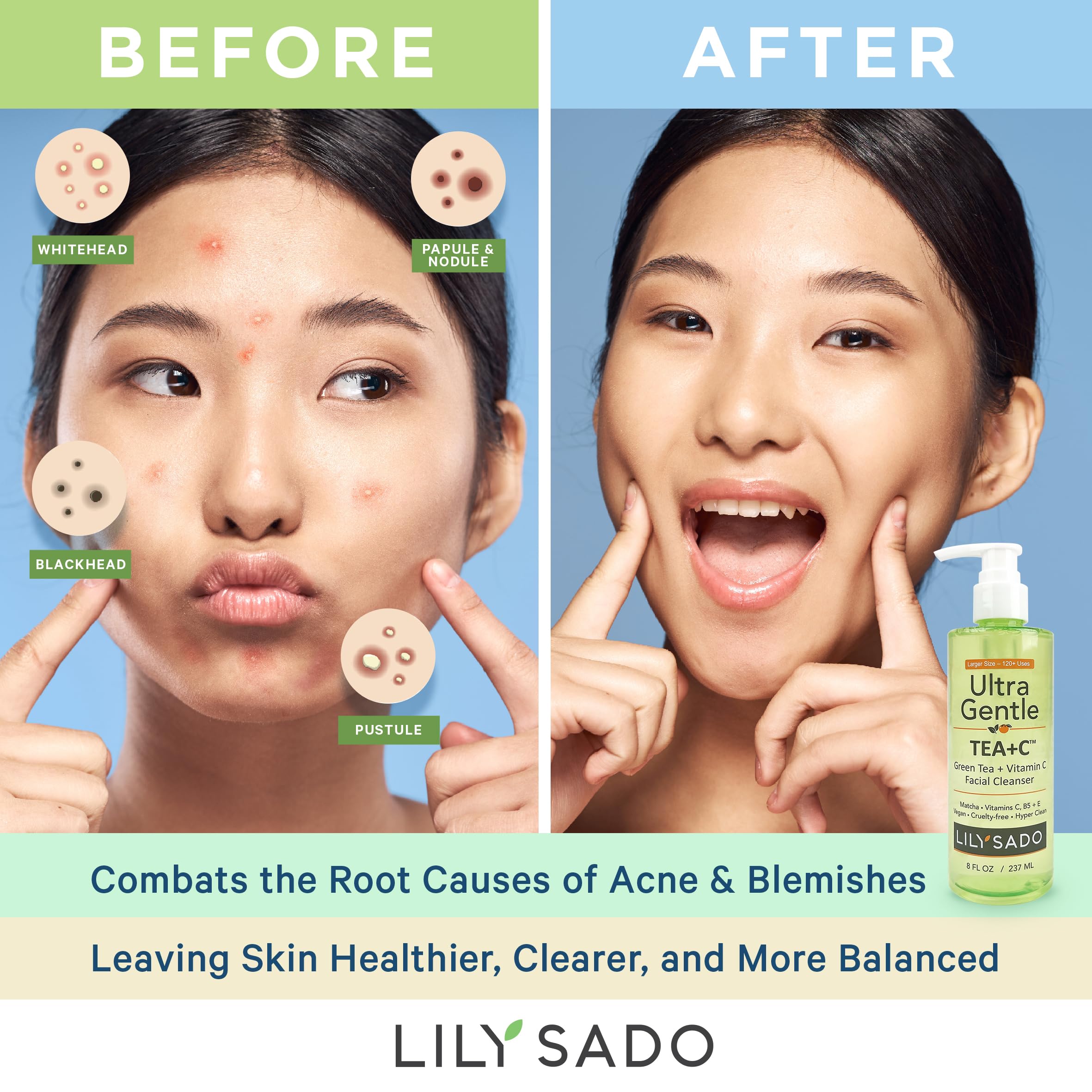 LILY SADO Tea+C cleanser vitamin C crystals suggest brightening potential