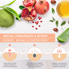 LILY SADO Tea+C ingredients graphic featuring green tea and matcha for antioxidant support