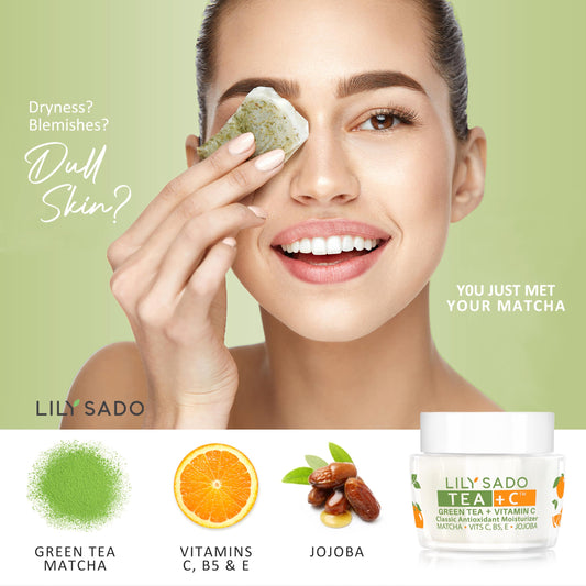 Texture of LILY SADO TEA+C moisturizer being applied for quick absorption