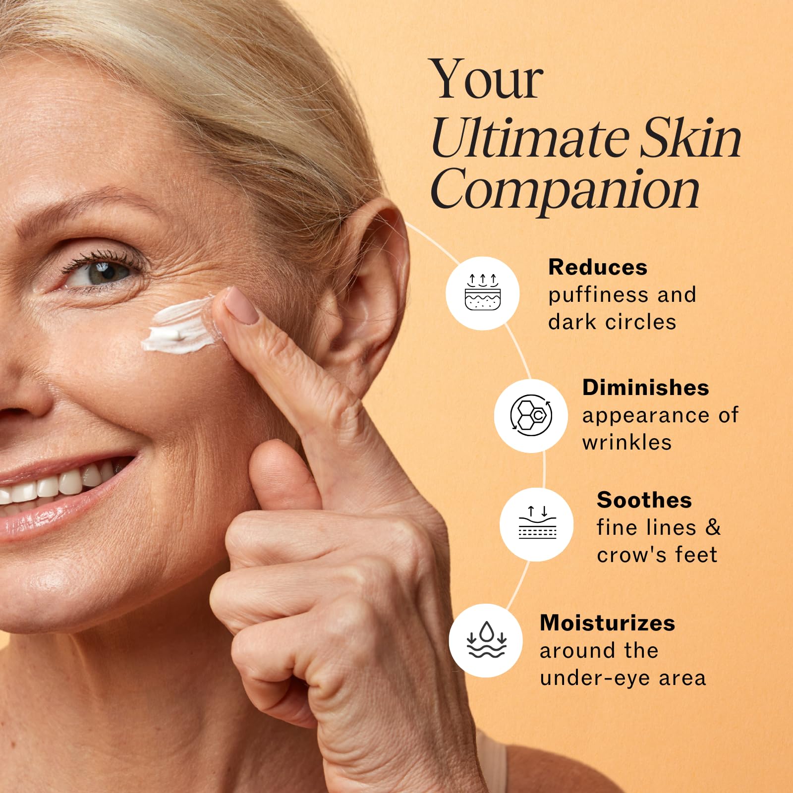 LilyAna Naturals Eye Cream application near the under-eye area for gentle soothing.