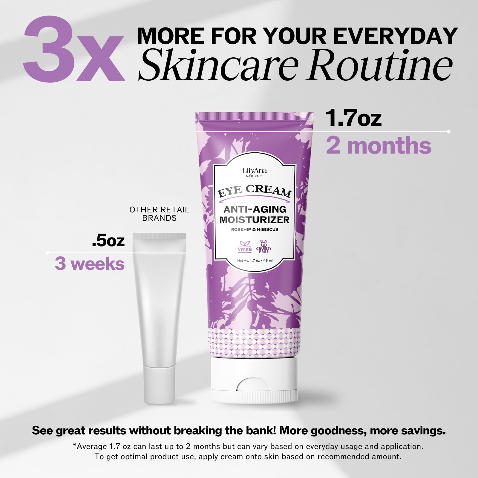 LilyAna Naturals hydrates delicate eye skin for a brighter look.