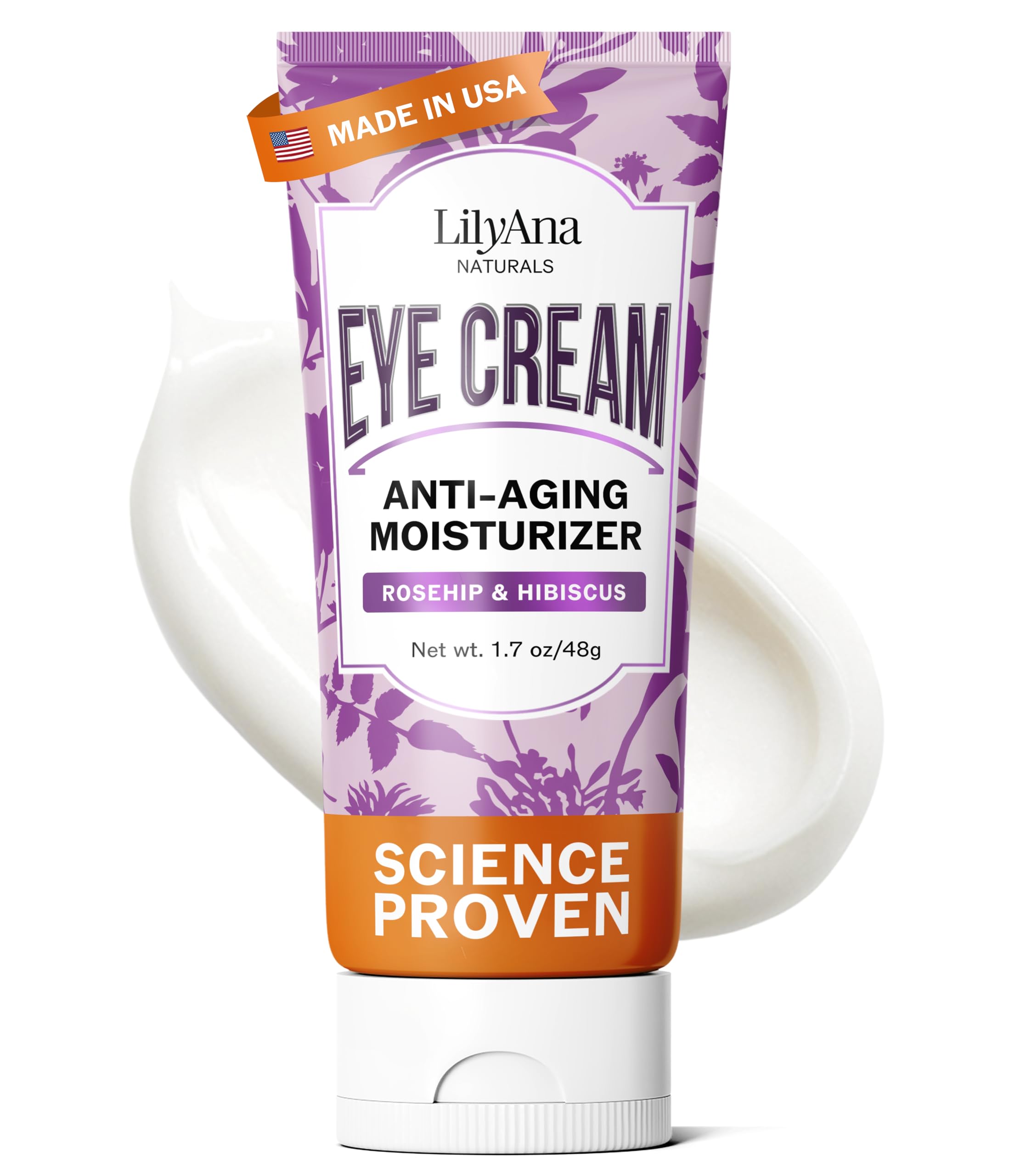 LilyAna Naturals Eye Cream jar close-up, highlighting hydration for delicate under-eye skin.