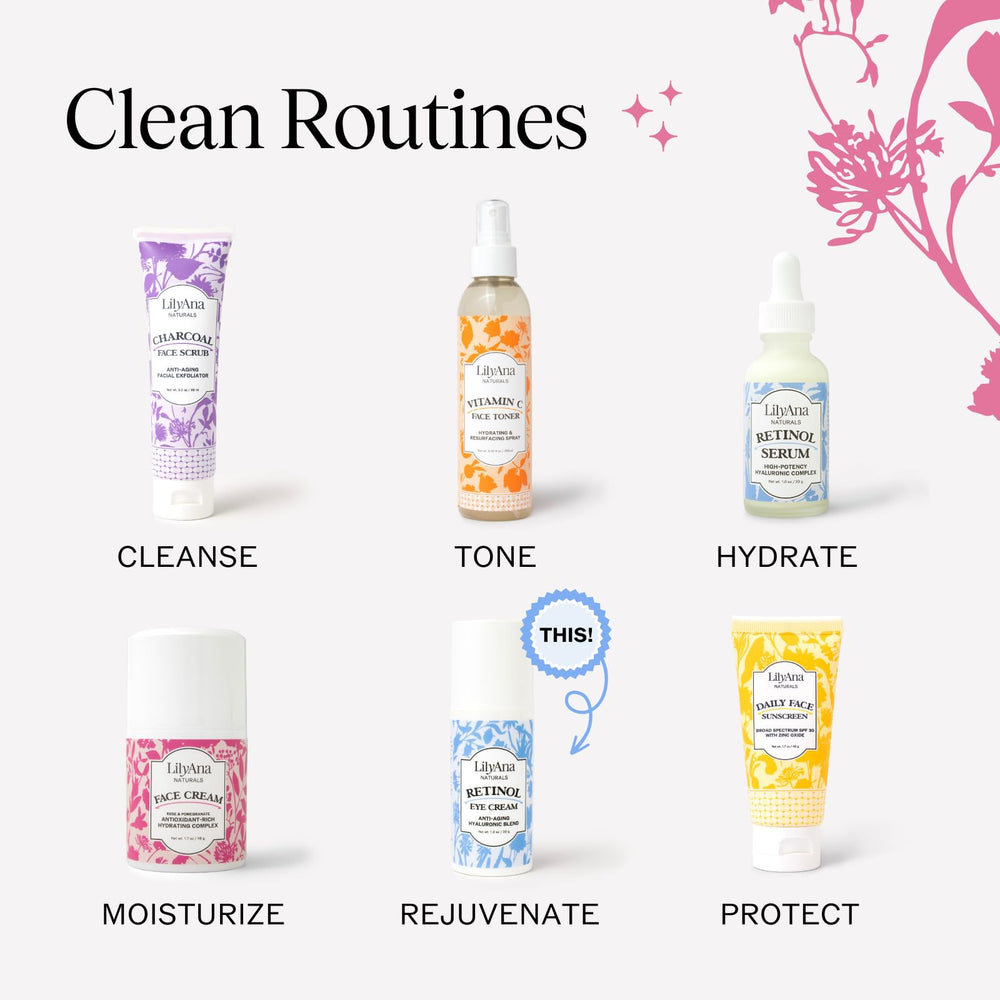 LilyAna Naturals Eye Cream pump dispensing illustration for easy application.