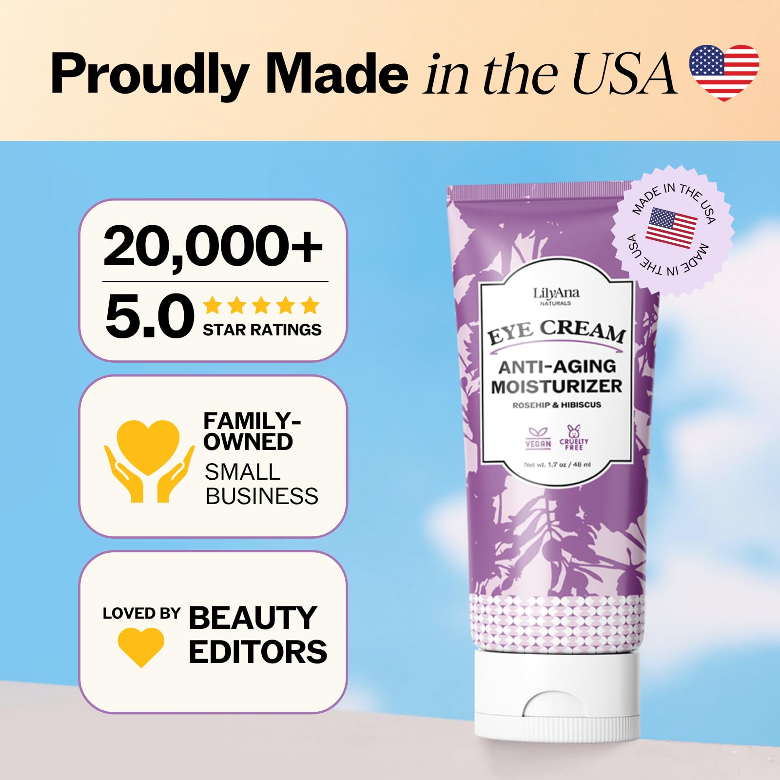 LilyAna Naturals Eye Cream texture on hand demonstrates quick absorption and cooling feel.