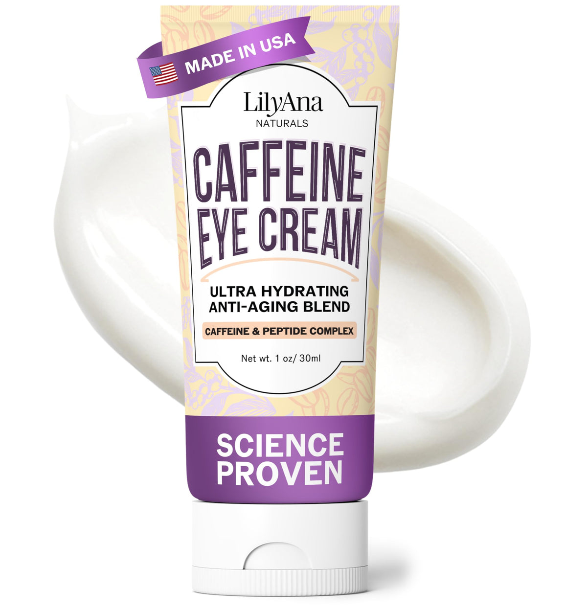 LilyAna Naturals caffeine eye cream targets dark circles for a brighter under eye