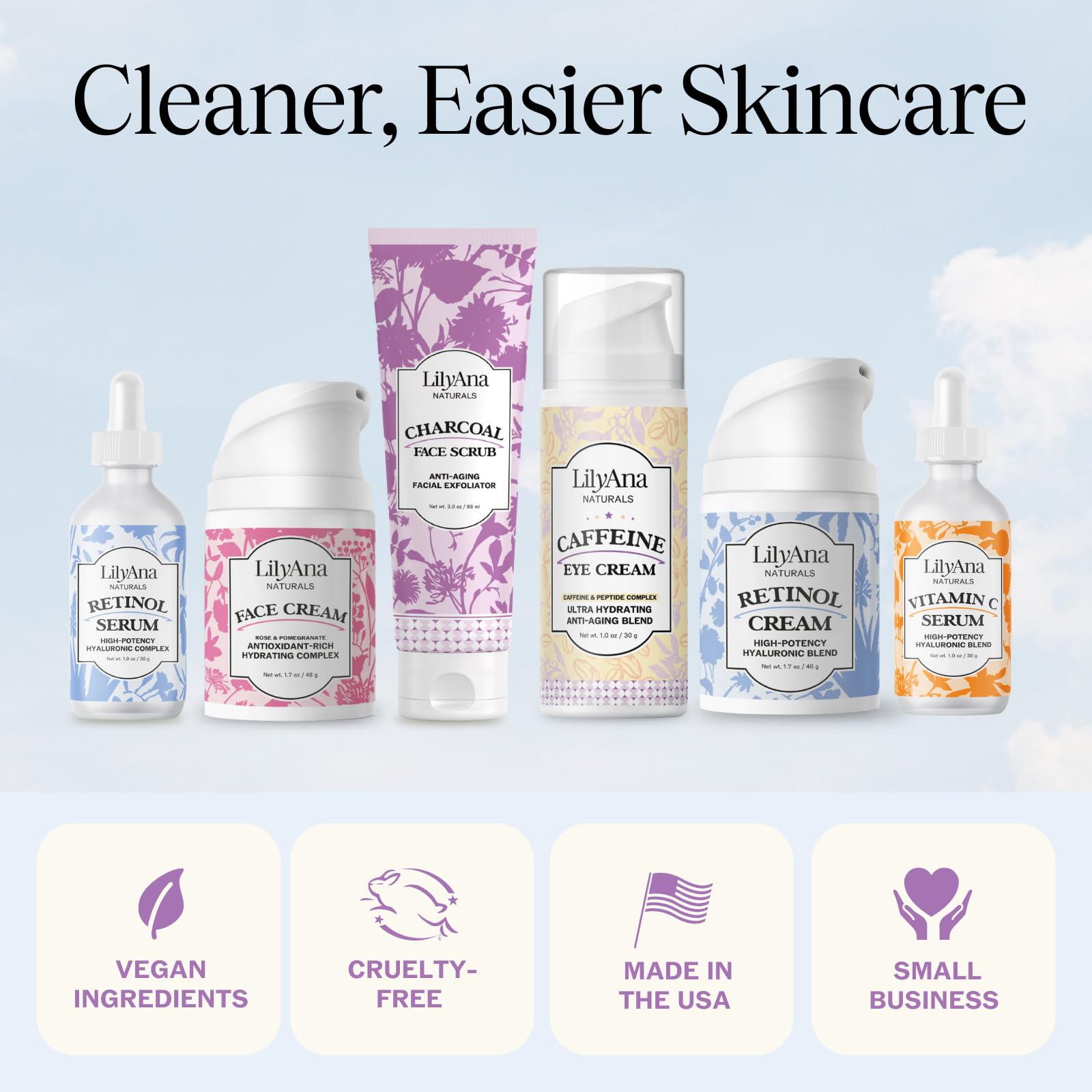 Travel friendly LilyAna Naturals caffeine eye cream bottle for daily use