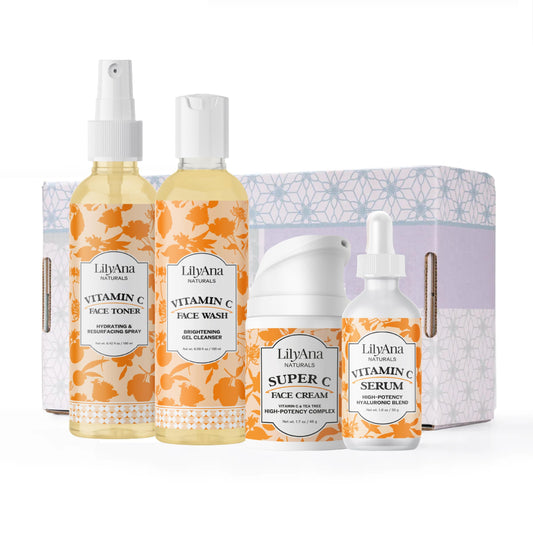 LilyAna Naturals vitamin c skincare gift set box open for gifting brightening routines