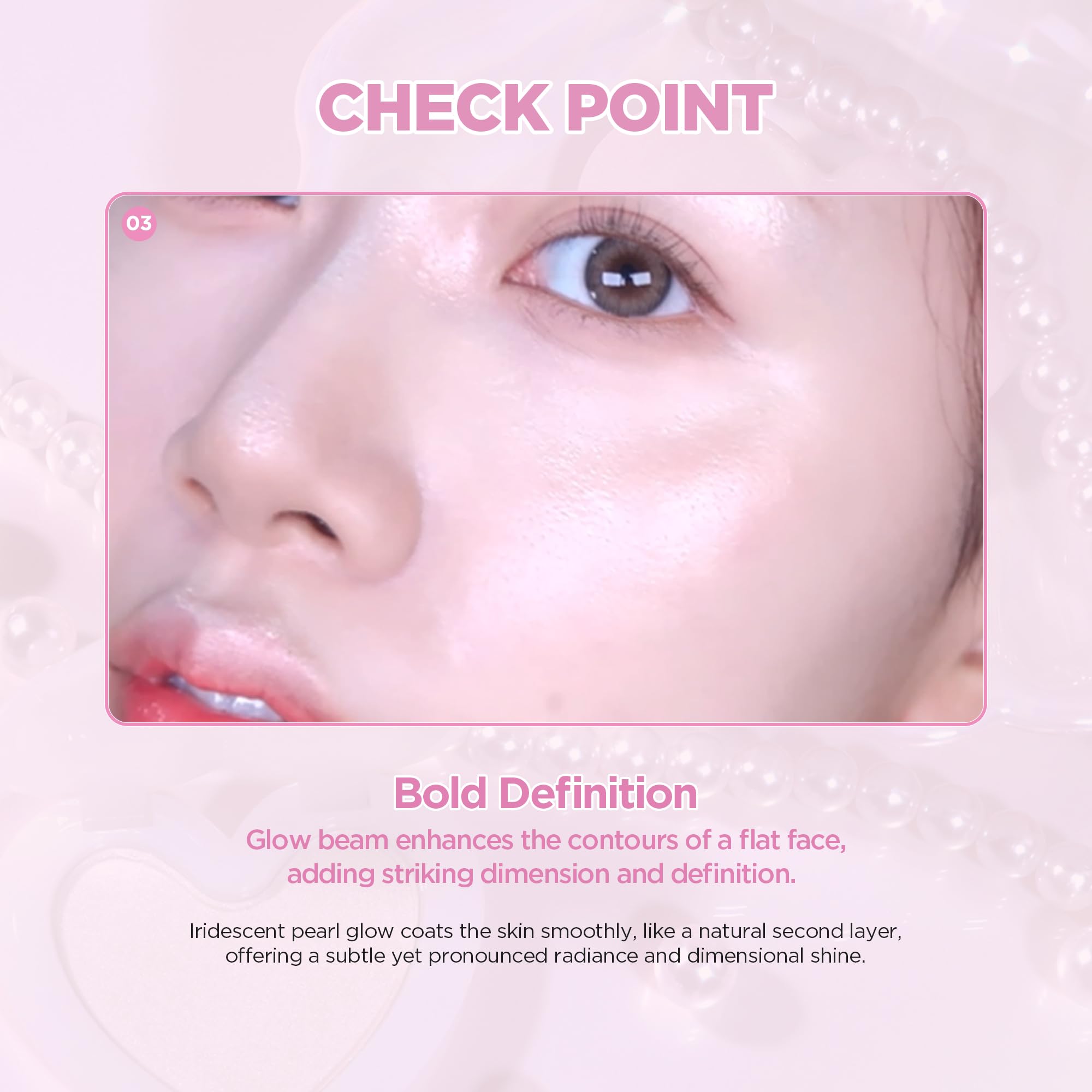 Lilybyred Luv Beam Glow Veil highlights cheekbones with dimensional shine