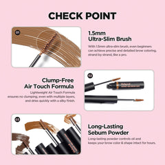 Lilybyred Skinny Mes Brow Mascara natural-finish delivers soft, even color all day.