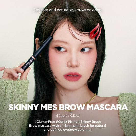 Lilybyred Skinny Mes Brow Mascara ultra-slim-brush creates natural definition for sparse brows.