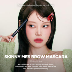 Lilybyred Skinny Mes Brow Mascara ultra-slim-brush creates natural definition for sparse brows.