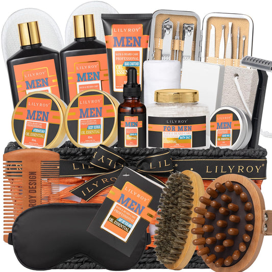 LILY ROY shower gel in the men’s spa gift basket for refreshing daily grooming