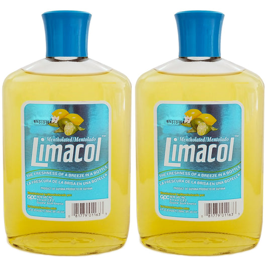 Limacol Mentholated 8oz bottle provides cooling aftershave and refreshing astringent use.