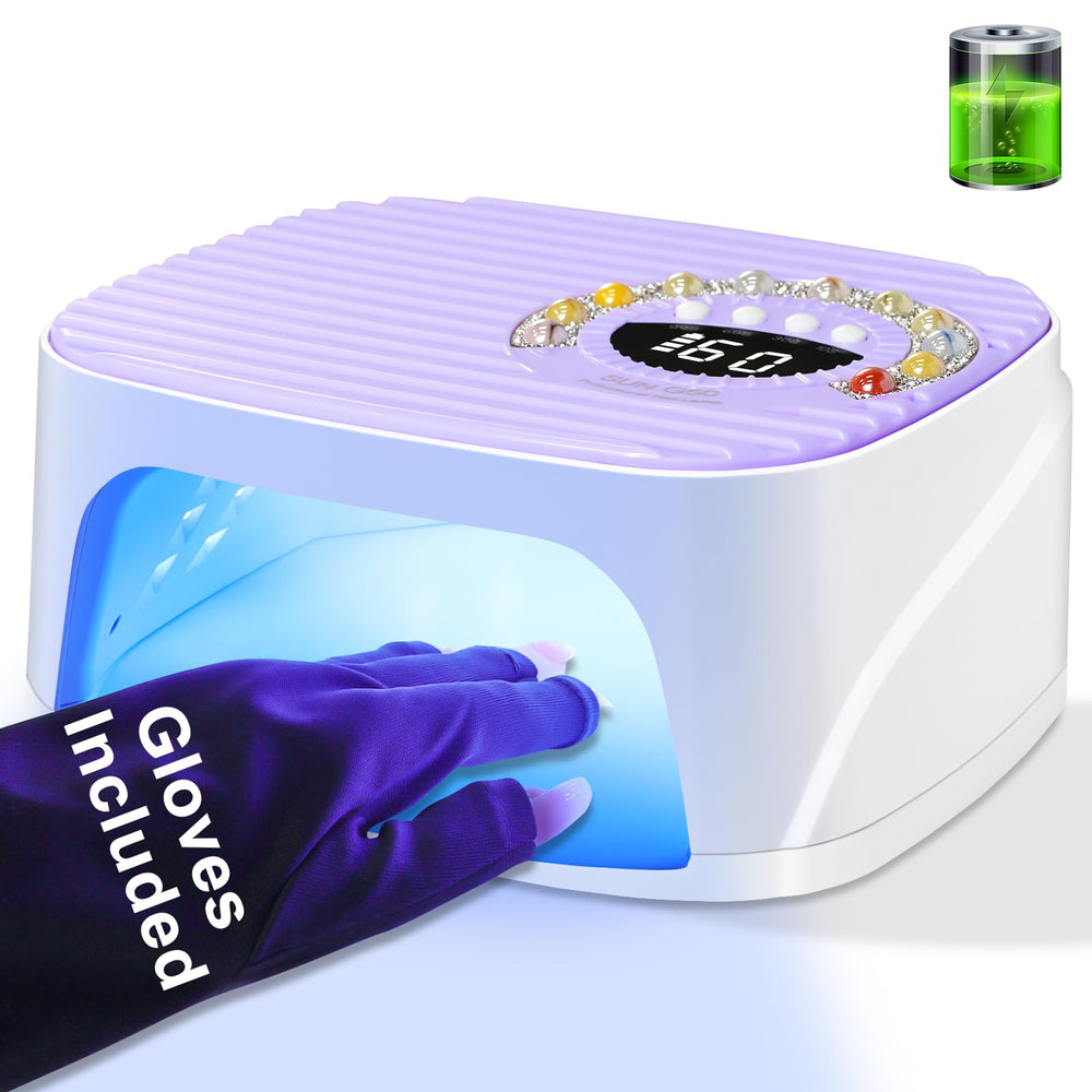 LimeGirl UV Nail Lamp in action with hand inside and automatic sensing.
