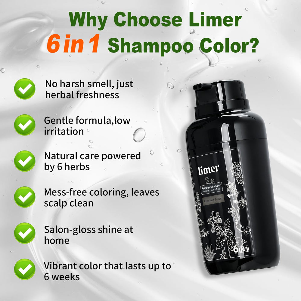 Limer Hair Dye Shampoo quick-drying result after rinse and style.