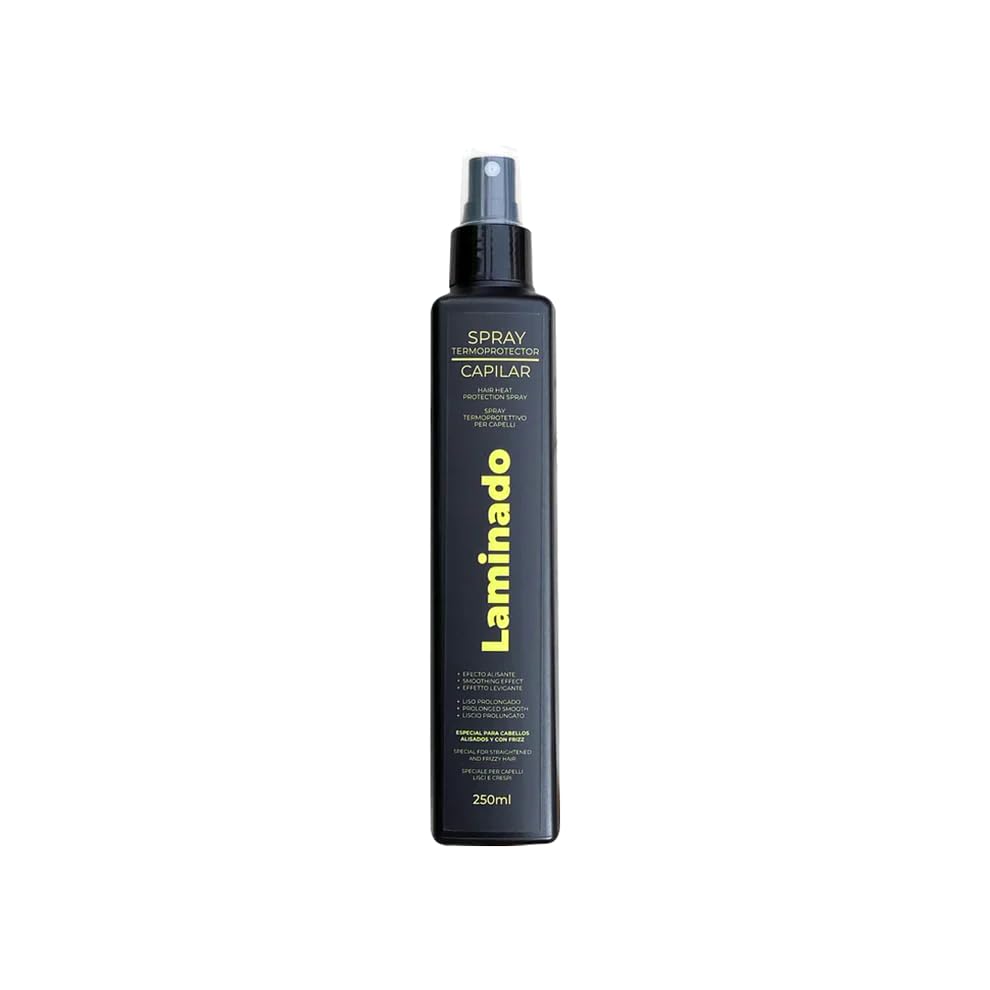 Lina Zapata heat protectant spray bottle ready for safe heat styling