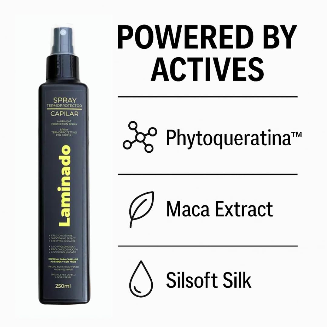 Lina Zapata spray protects hair while using a flat iron