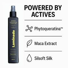 Lina Zapata spray protects hair while using a flat iron