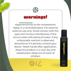 Lina Zapata LZ Laminado nourishment with argan and macadamia oils strengthens strands.